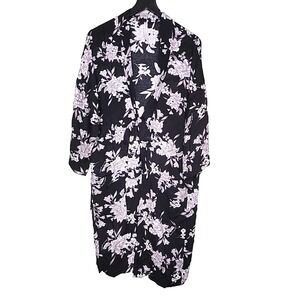 Spiritual Gangster Tie Front Kimono Robe Top One Size Black Floral Boho Pockets